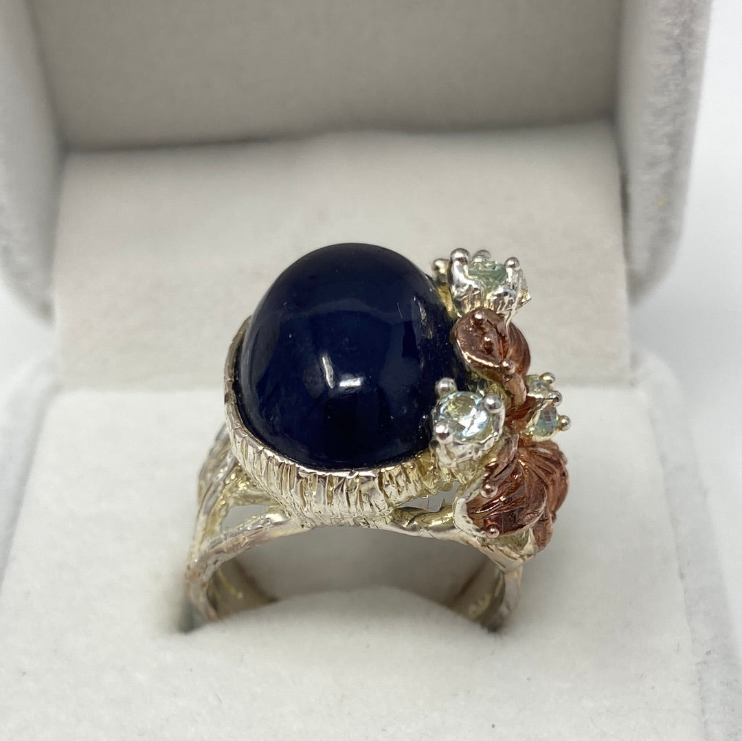 Unique Genuine Sapphire Cabochon Ring