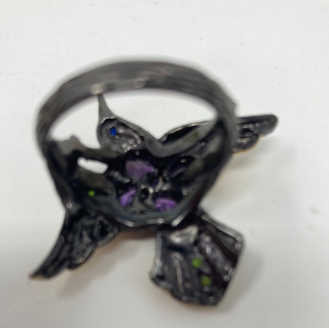 Intriguingly Unique, Genuine Amethyst Bird Ring