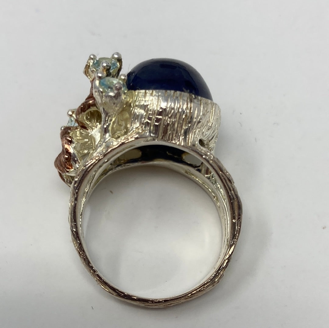 Unique Genuine Sapphire Cabochon Ring