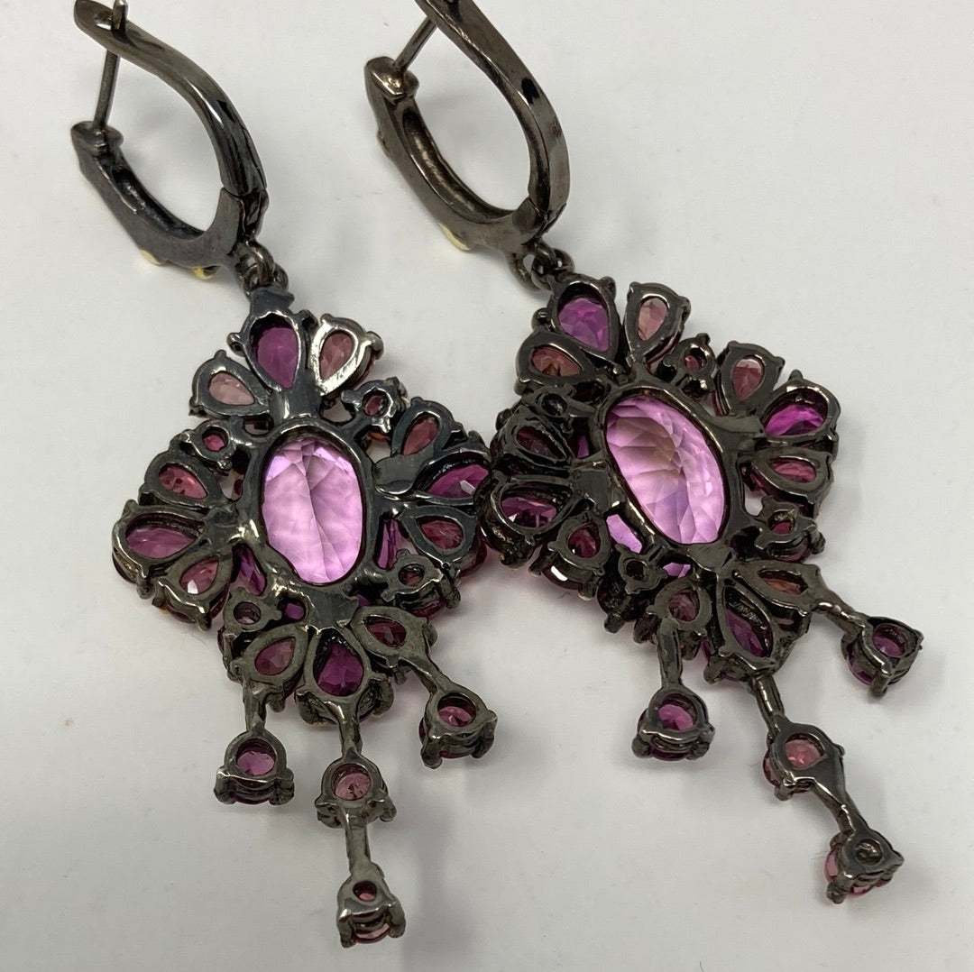 Spectacular Pink Topaz & Garnet Earrings