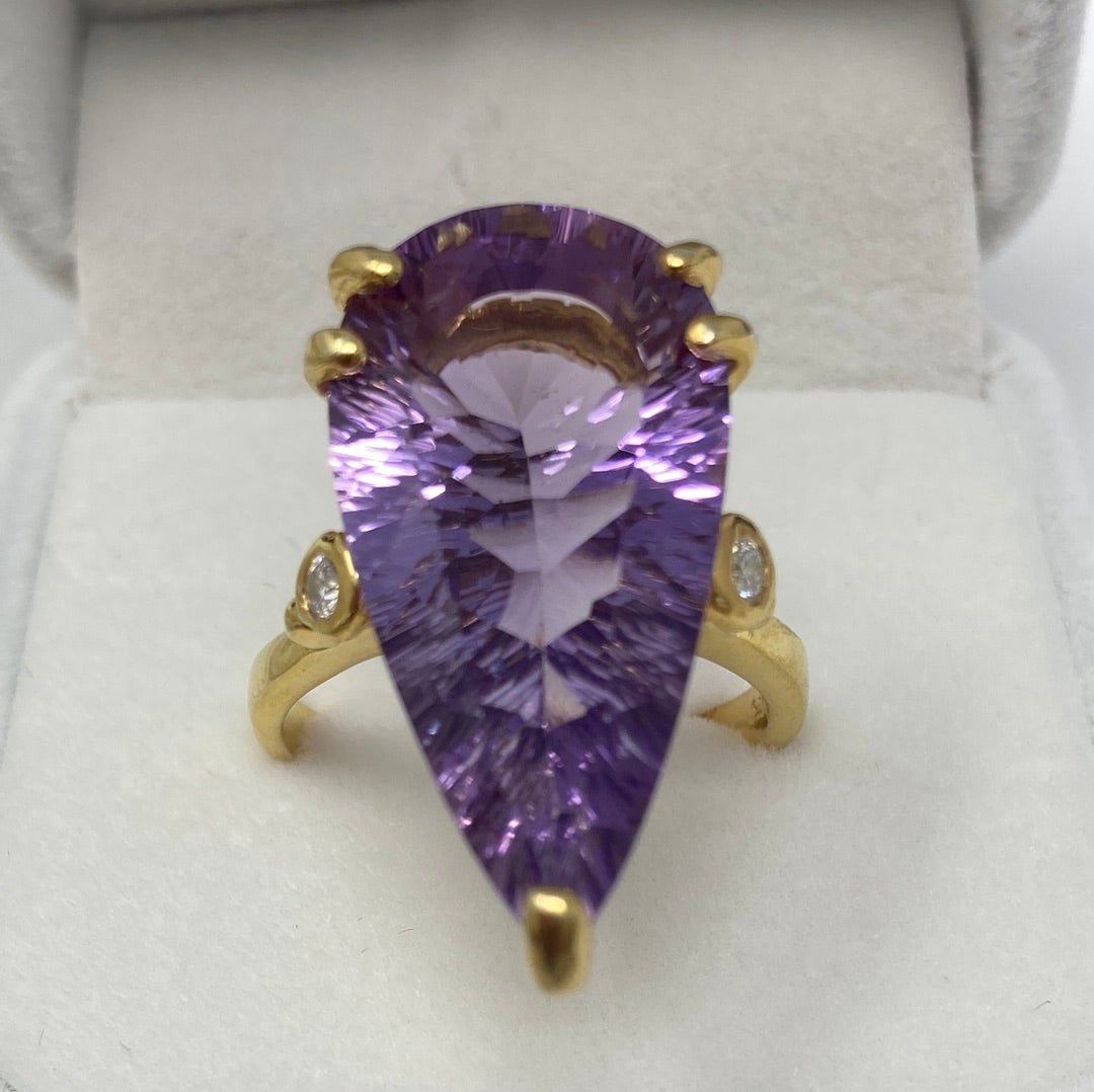 Breathtaking 23 CTW AAA Genuine Amethyst Ring