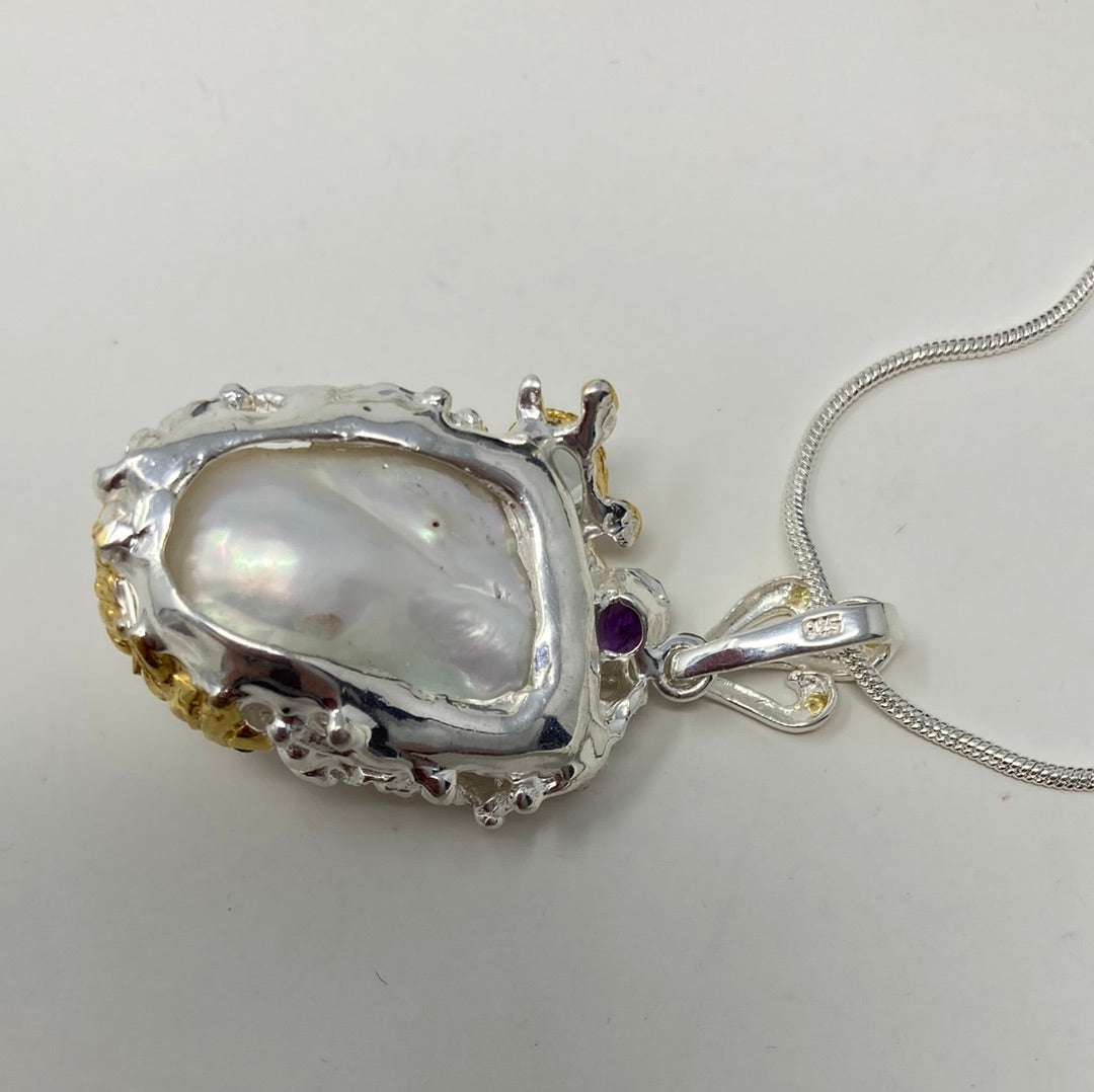 Large Rare Genuine Baroque Pearl Pendant