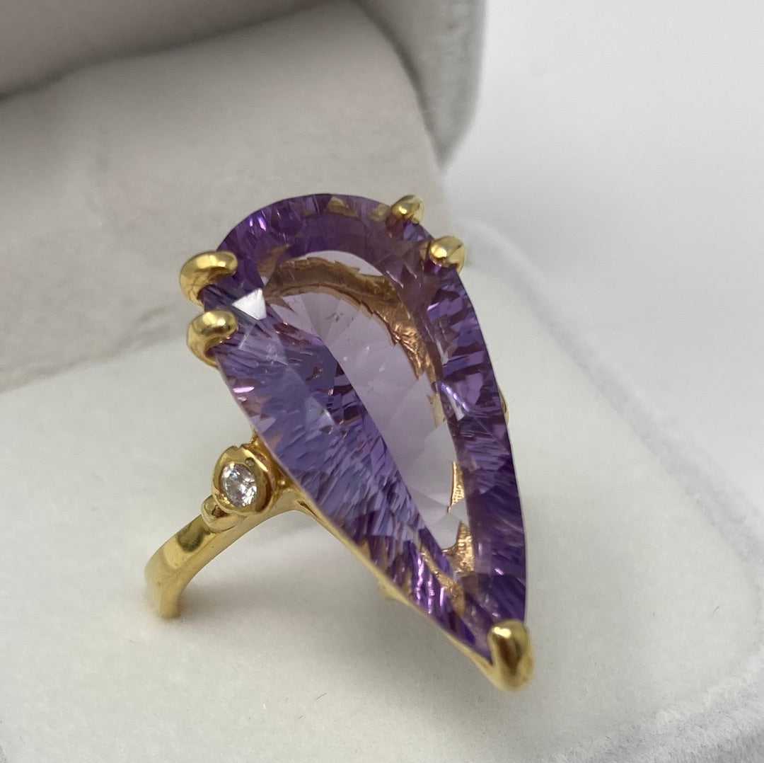 Breathtaking 23 CTW AAA Genuine Amethyst Ring