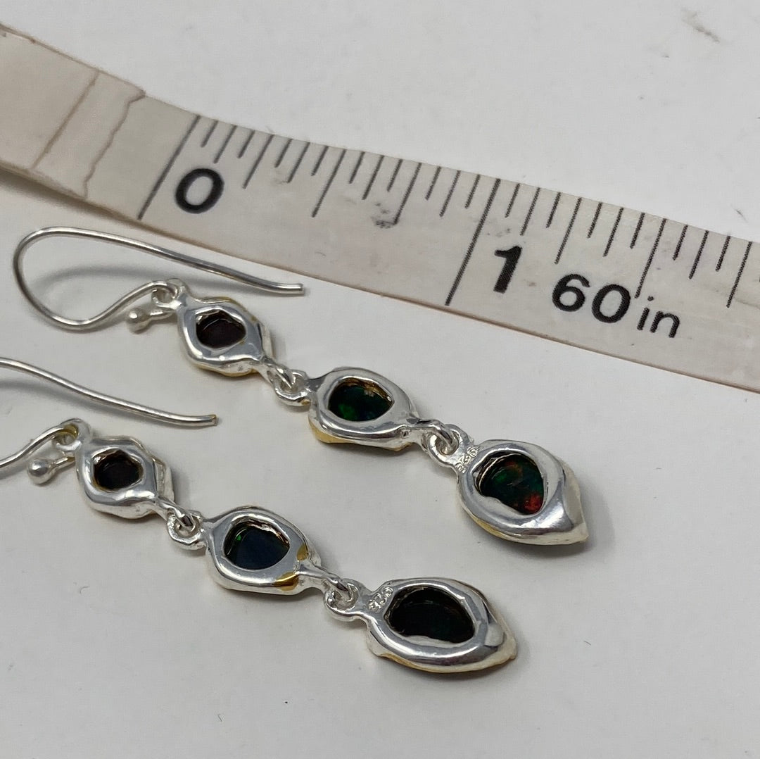 Enchanting Genuine Black Opal Earrings
