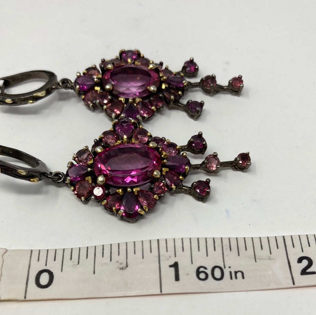 Spectacular Pink Topaz & Garnet Earrings