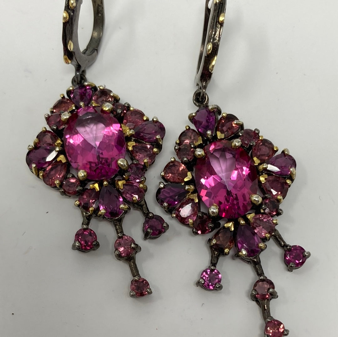 Spectacular Pink Topaz & Garnet Earrings