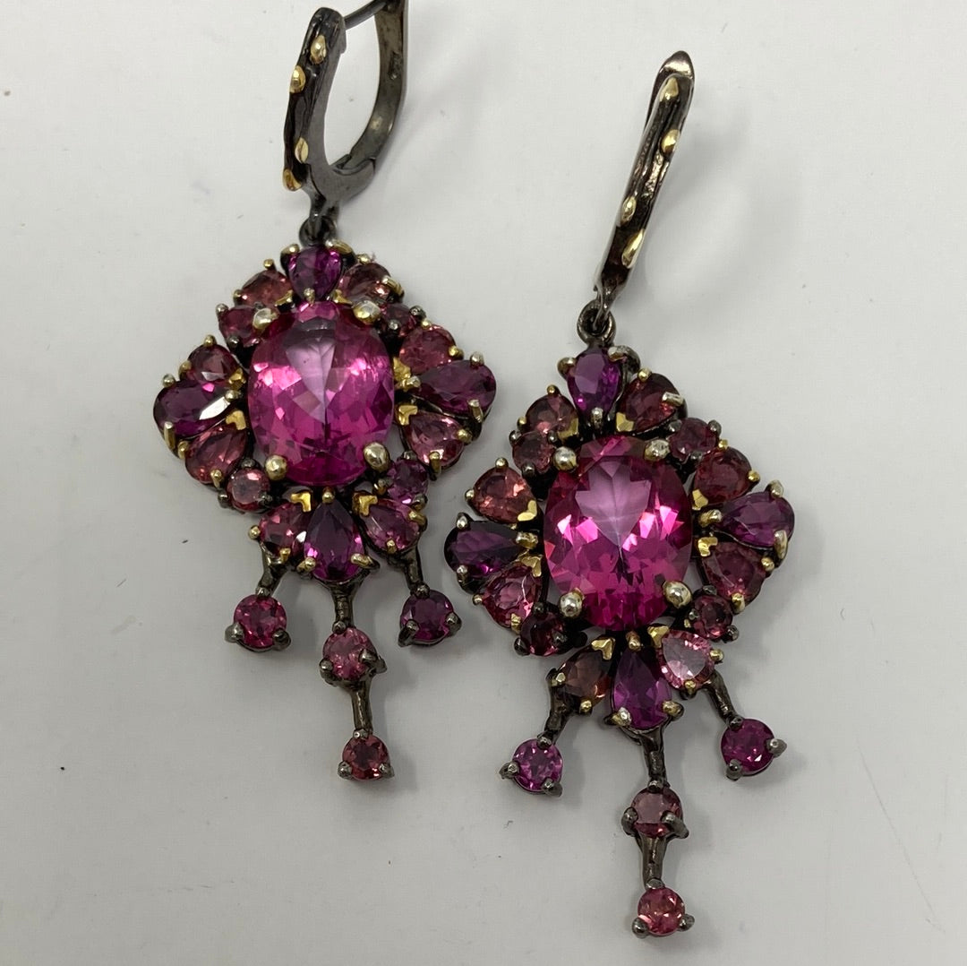 Spectacular Pink Topaz & Garnet Earrings