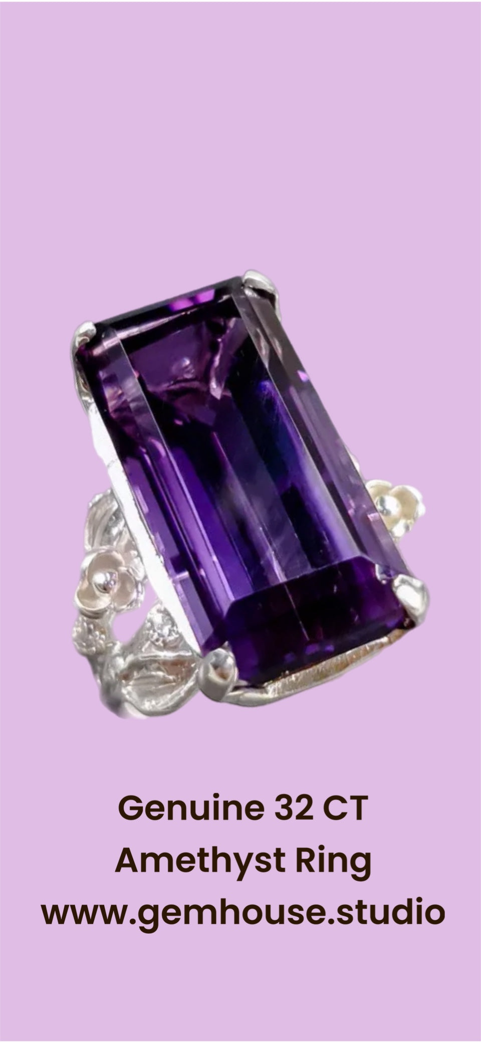 Deep Purple Genuine Amethyst 32 CTW Ring