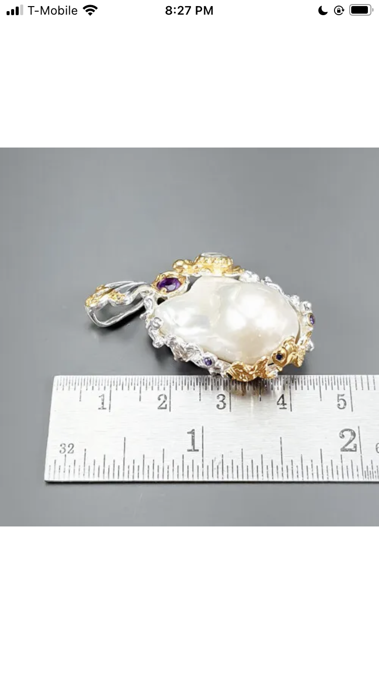 Large Rare Genuine Baroque Pearl Pendant