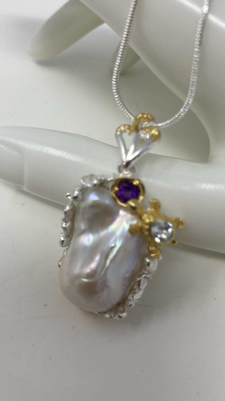 Large Rare Genuine Baroque Pearl Pendant