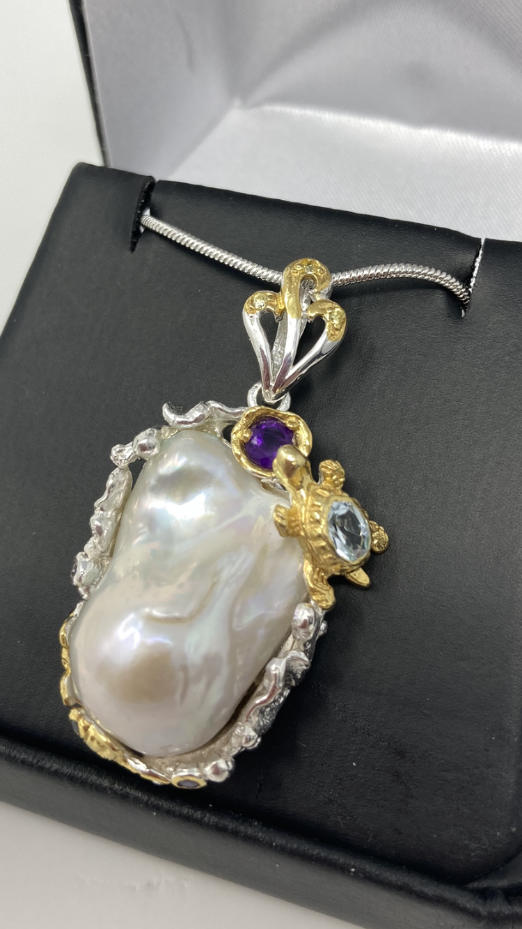 Large Rare Genuine Baroque Pearl Pendant