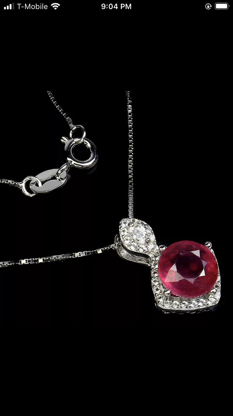 Genuine Ruby & White Topaz Pendant