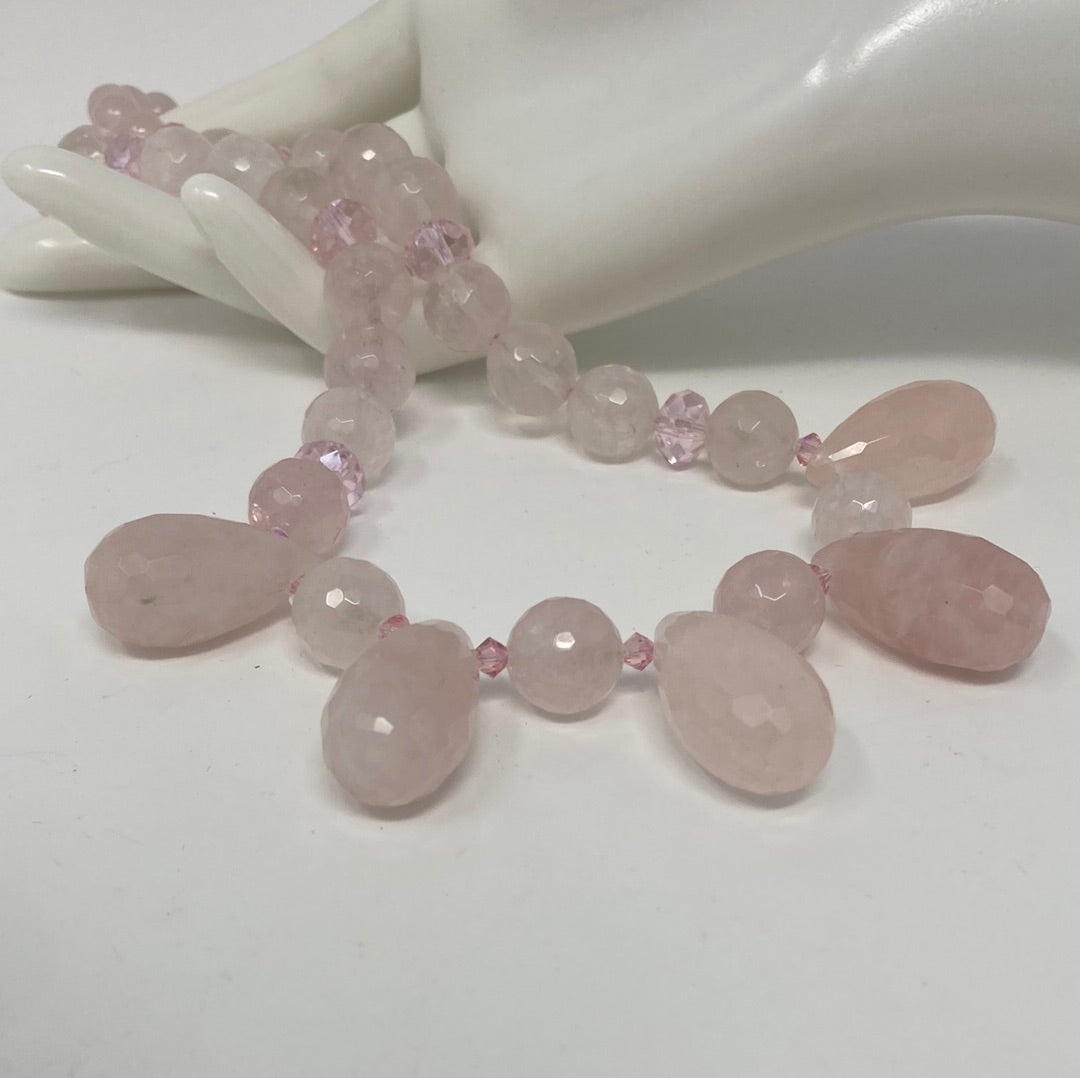 Genuine Grade AA Rose Quartz Necklace Artist Original