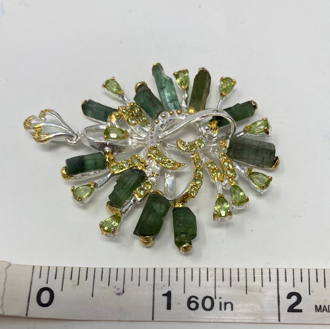 Explosion Of Genuine Tourmalines & Peridot Pendant