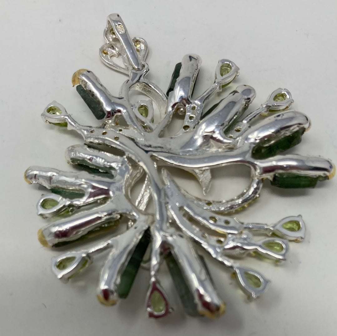 Explosion Of Genuine Tourmalines & Peridot Pendant