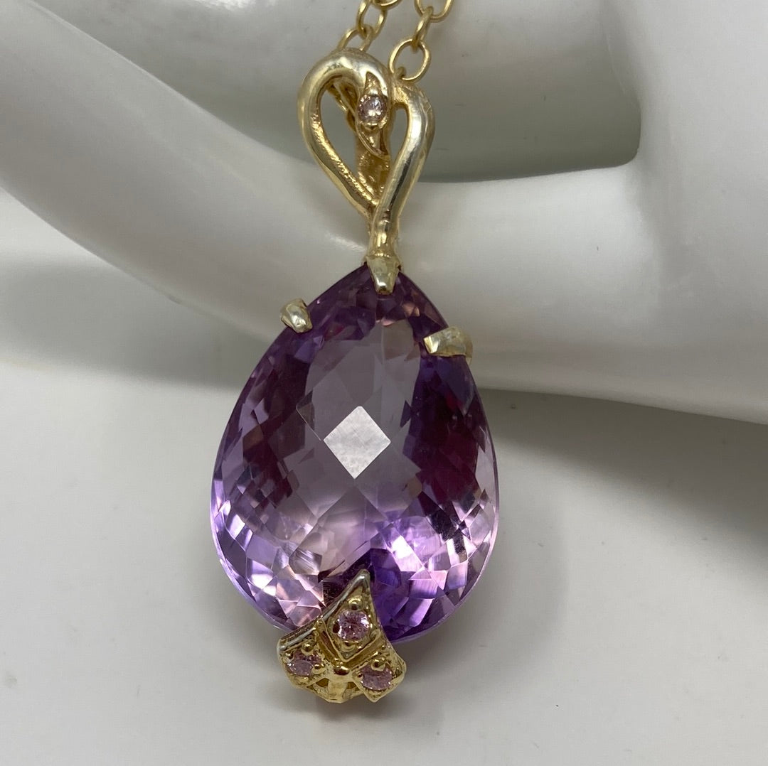 Pear Shaped Genuine Amethyst Pendant