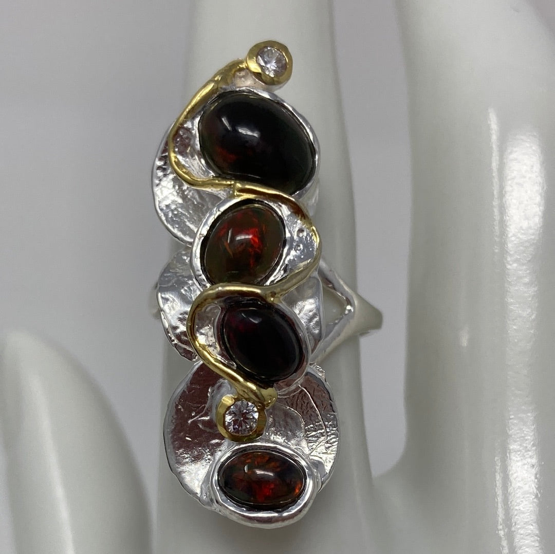 Genuine Black Opals with Red Flashes