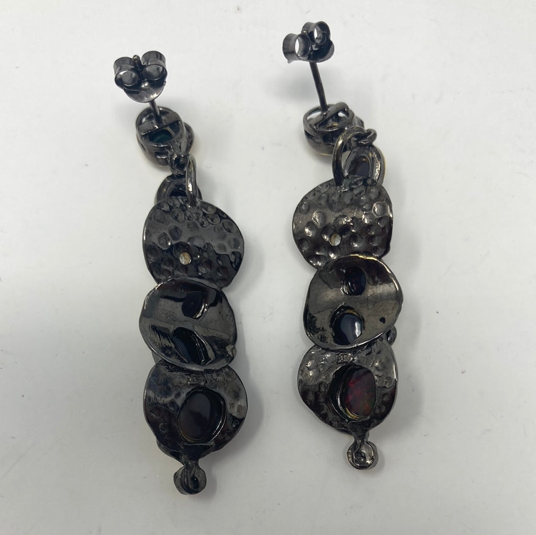 Alluring  Genuine Black Opal Earrings