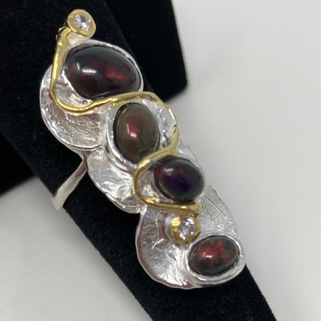 Genuine Black Opals with Red Flashes