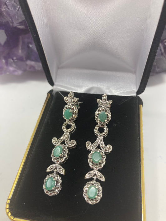 Enchanting Genuine Emerald Earrings
