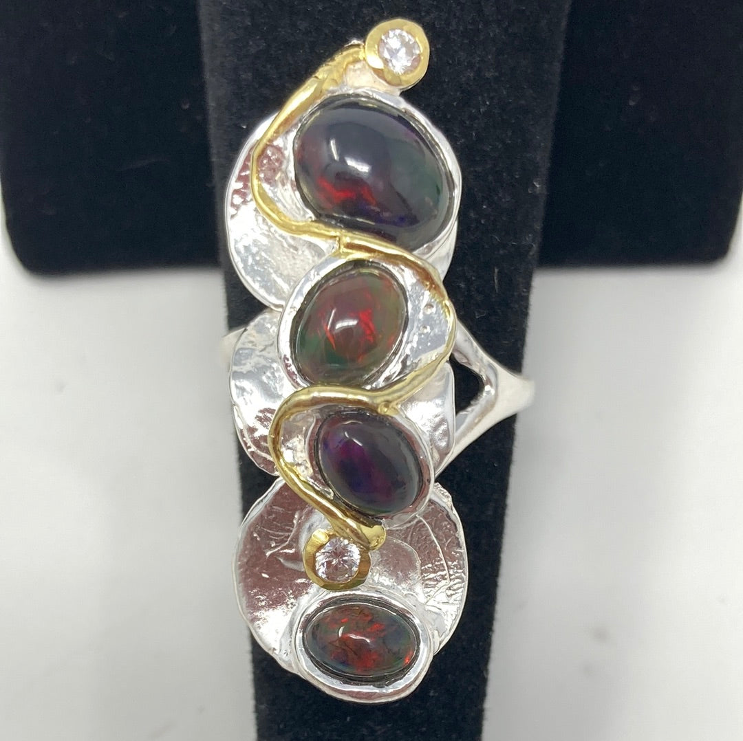 Genuine Black Opals with Red Flashes