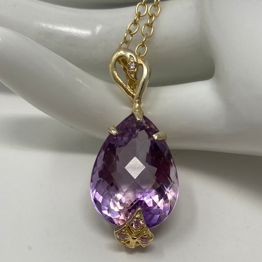 Pear Shaped Genuine Amethyst Pendant