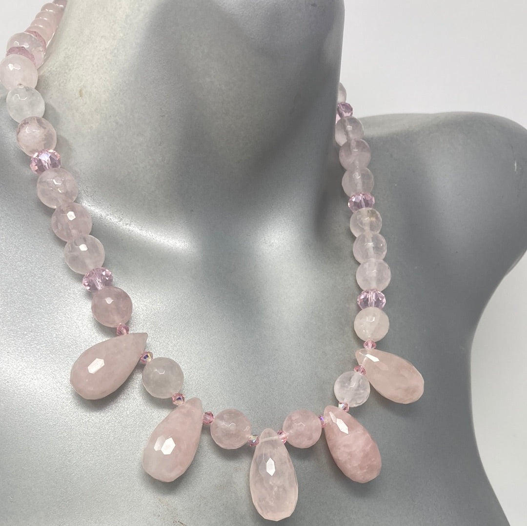 Genuine Grade AA Rose Quartz Necklace Artist Original