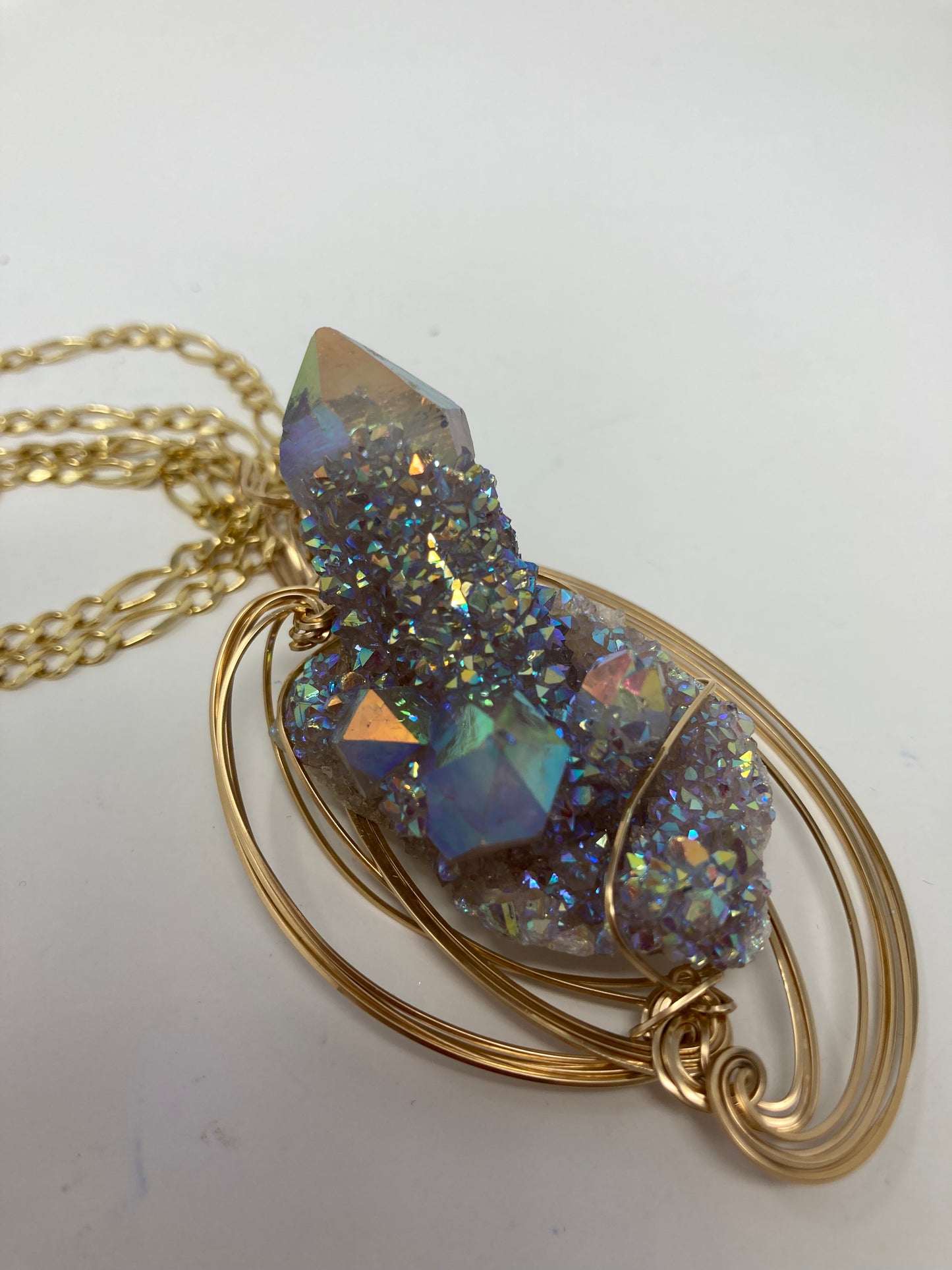 Incredible Aqua Aura Crystal Necklace Artist Original