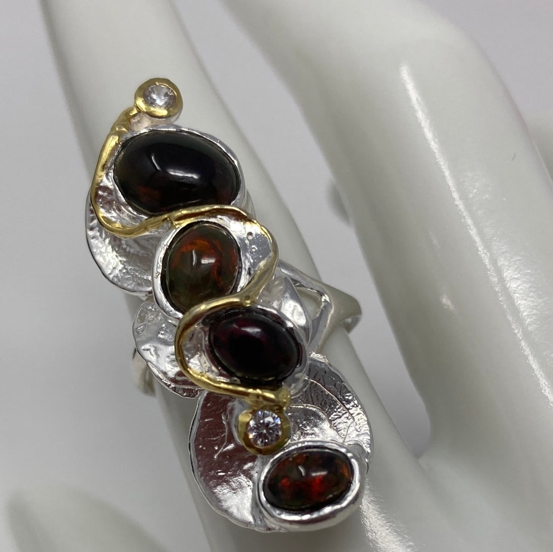 Genuine Black Opals with Red Flashes