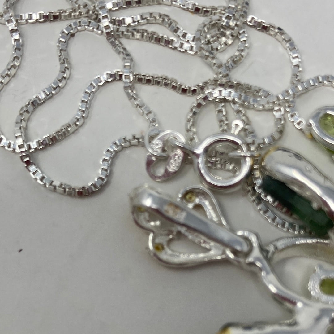 Explosion Of Genuine Tourmalines & Peridot Pendant
