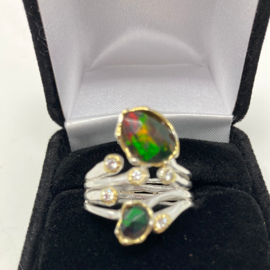 Bohemian Natural Genuine Black Opal Ring