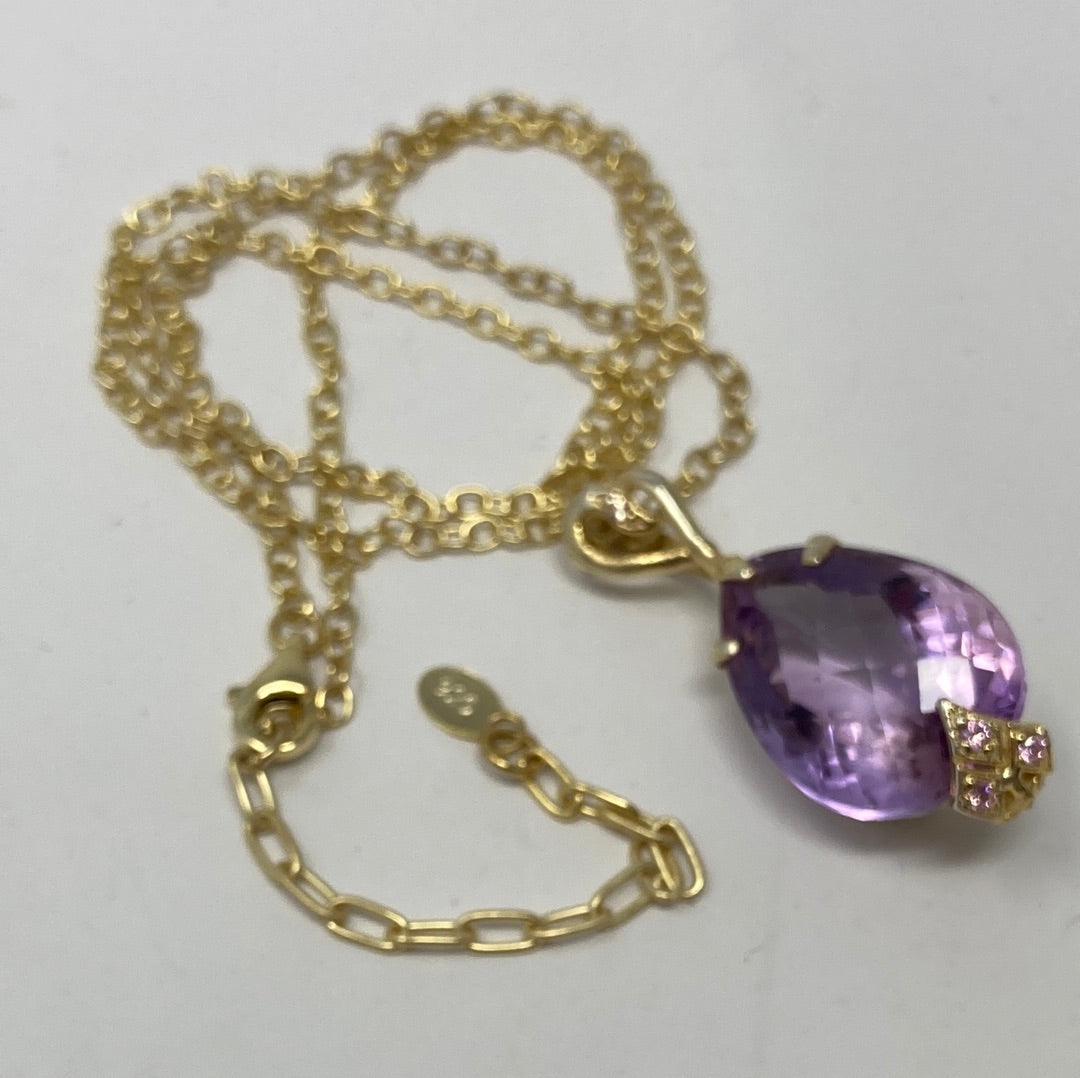 Pear Shaped Genuine Amethyst Pendant