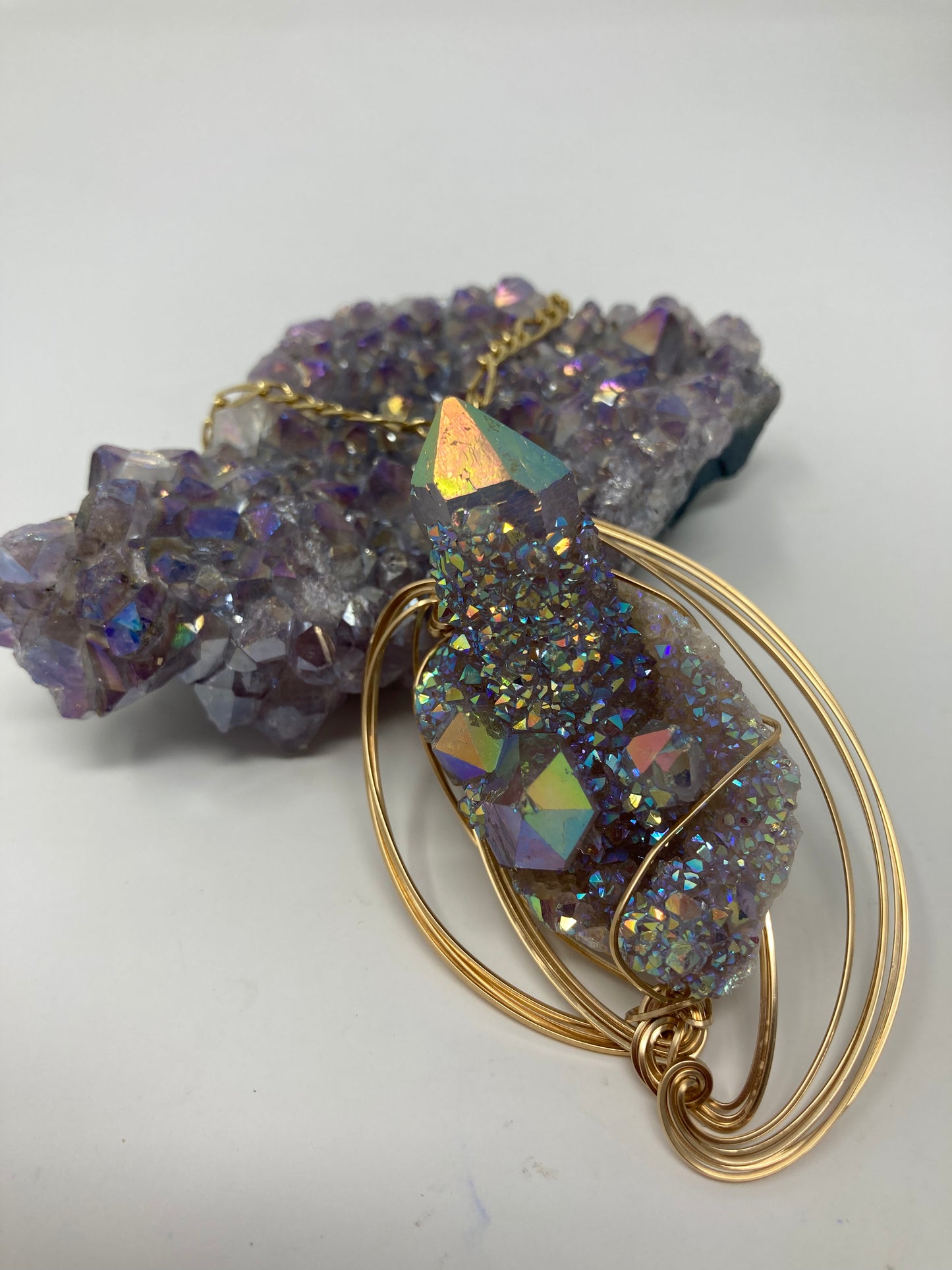 Incredible Aqua Aura Crystal Necklace Artist Original
