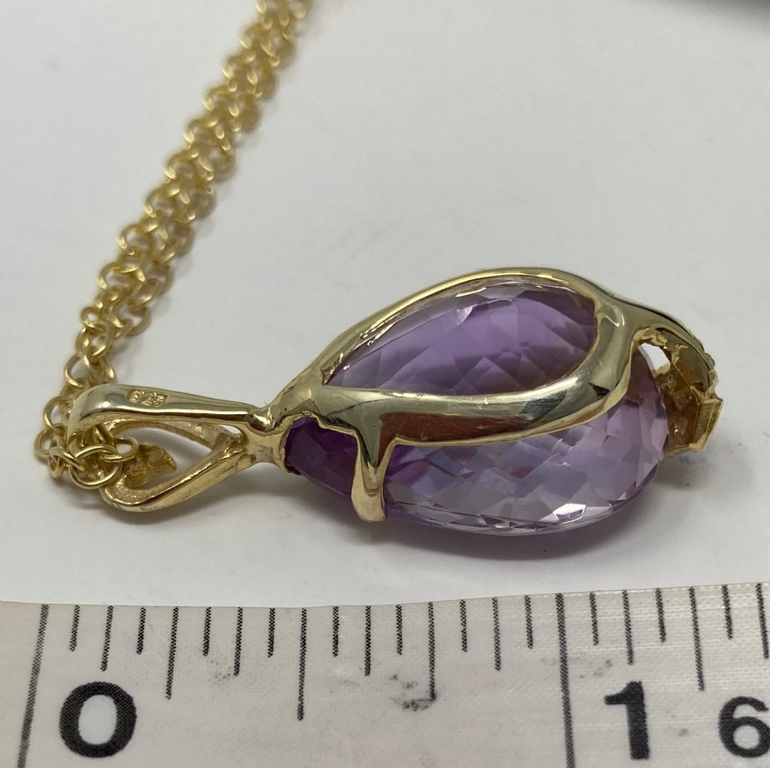 Pear Shaped Genuine Amethyst Pendant