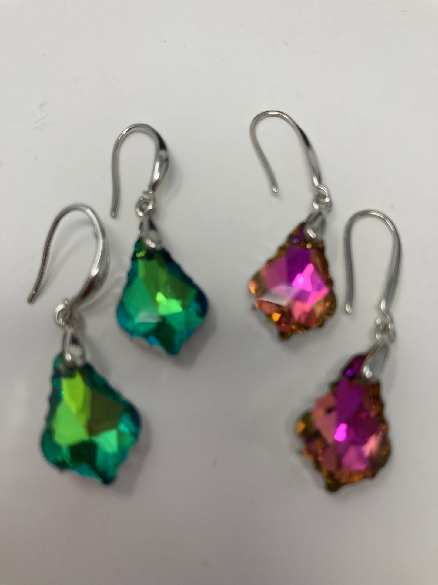 Two Pair of Faceted Crystal Earrings