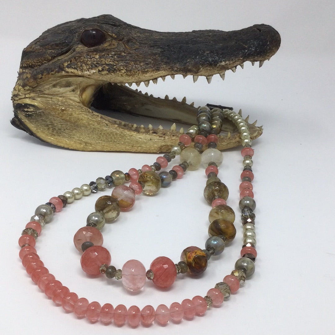 Georgia Peach Art Glass Necklace Artist Original