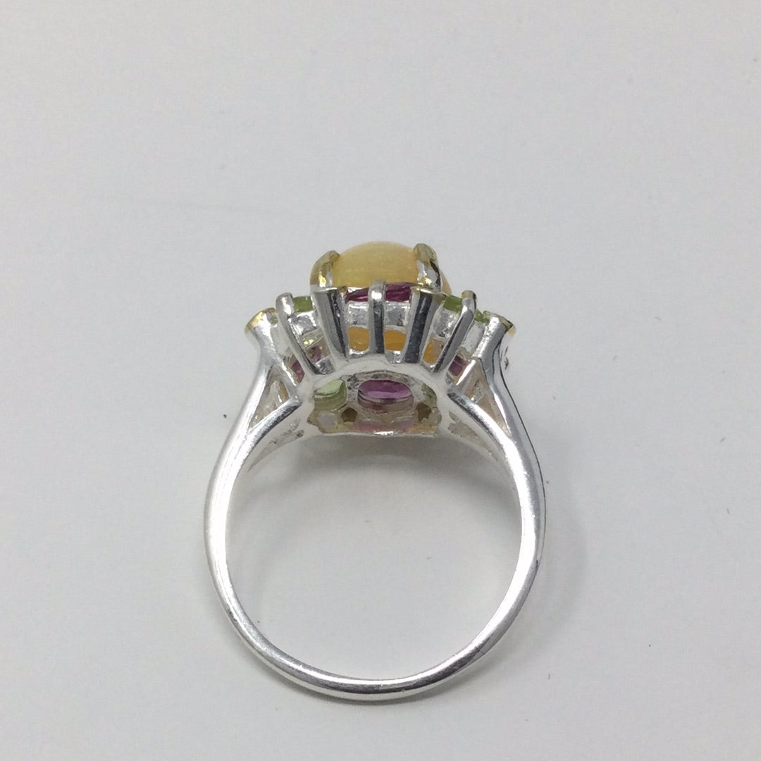 Flashing Spectral Genuine Opal Ring