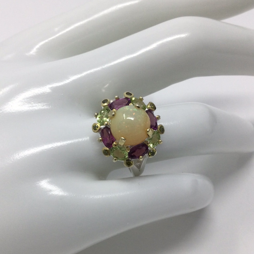 Flashing Spectral Genuine Opal Ring