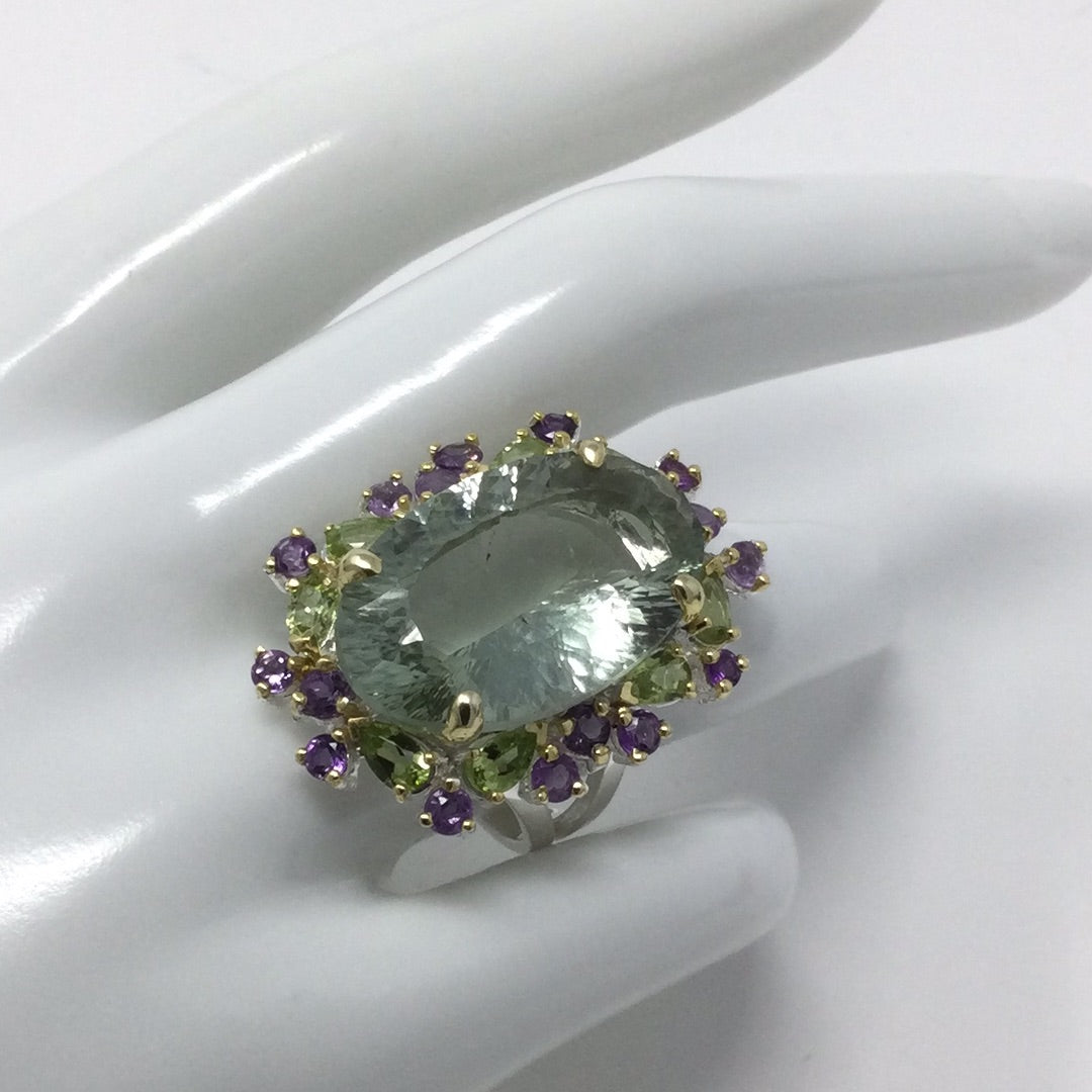 35 CTW Genuine Grand Green Amethyst Ring