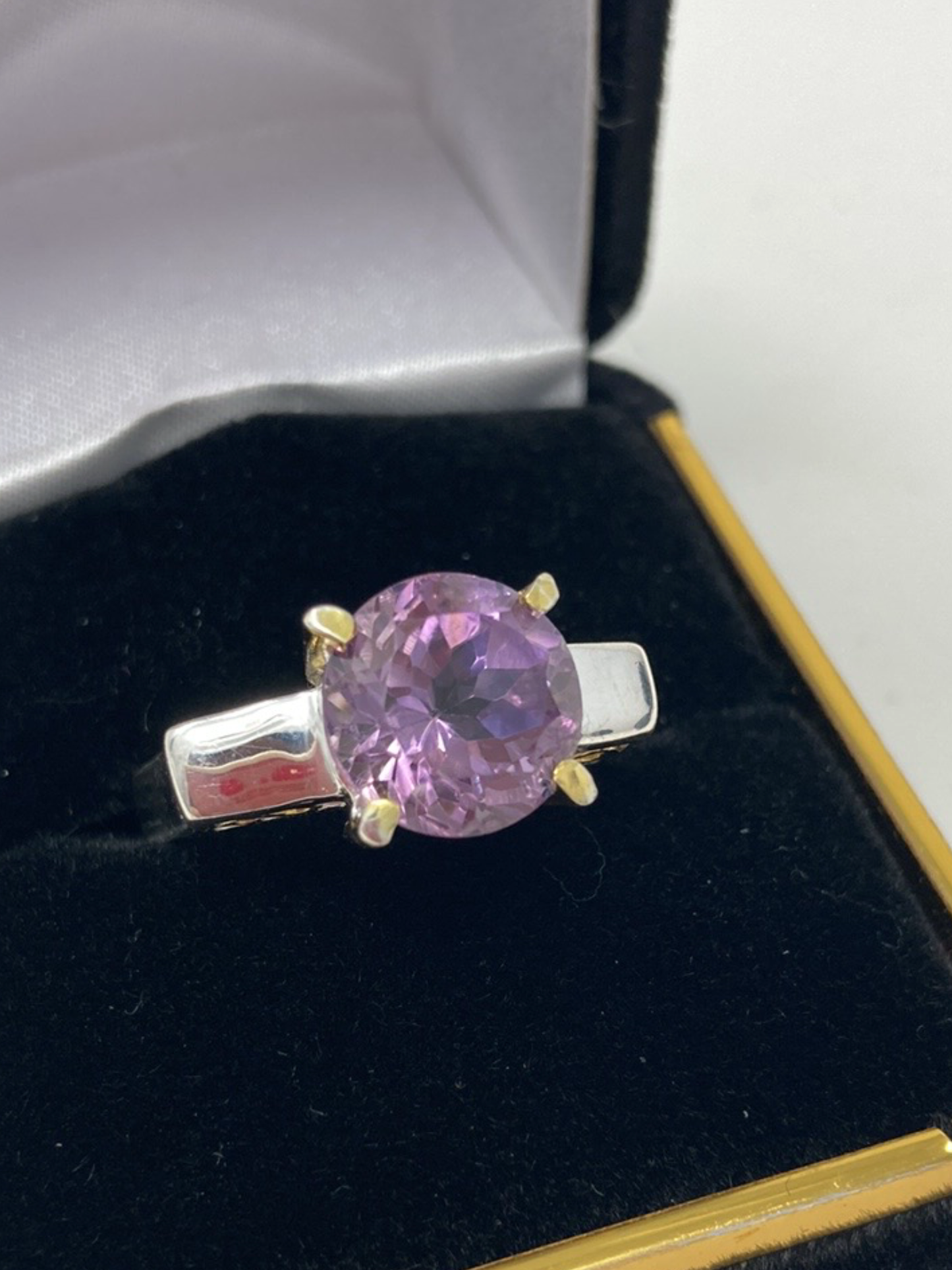 Art Deco Style Genuine Amethyst Ring