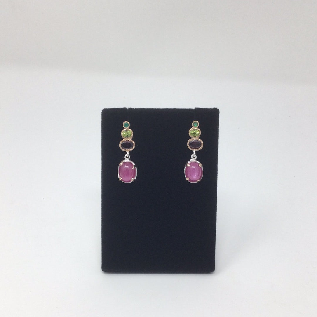 Genuine Star Ruby & GarnetEarrings