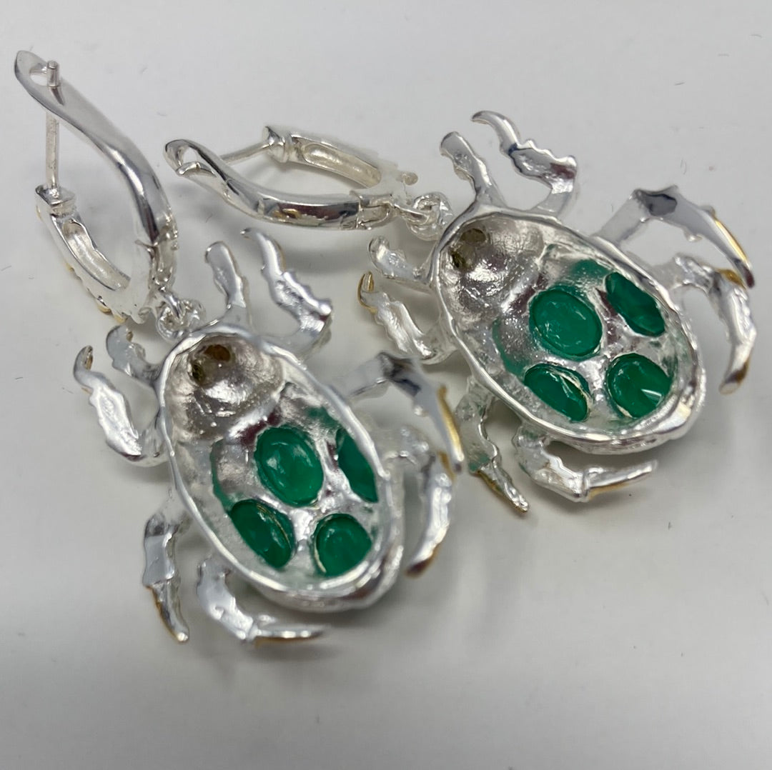 Don’t Bug Me Genuine Faceted Green Onyx Earrings