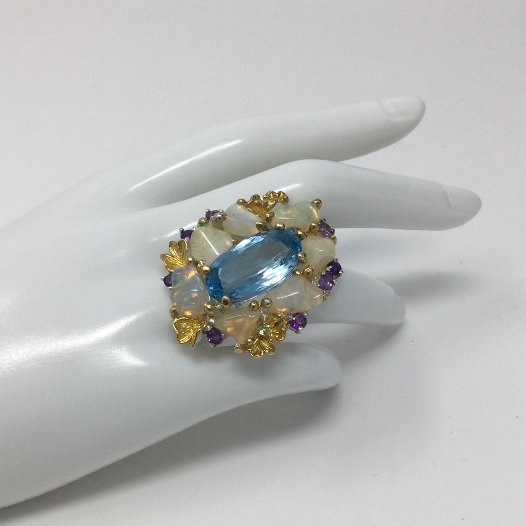 Explosion of Opals & Topaz Ring