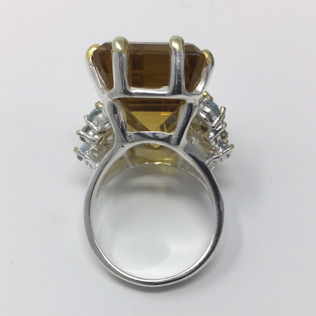 Emerald Cut Genuine Citrine Ring