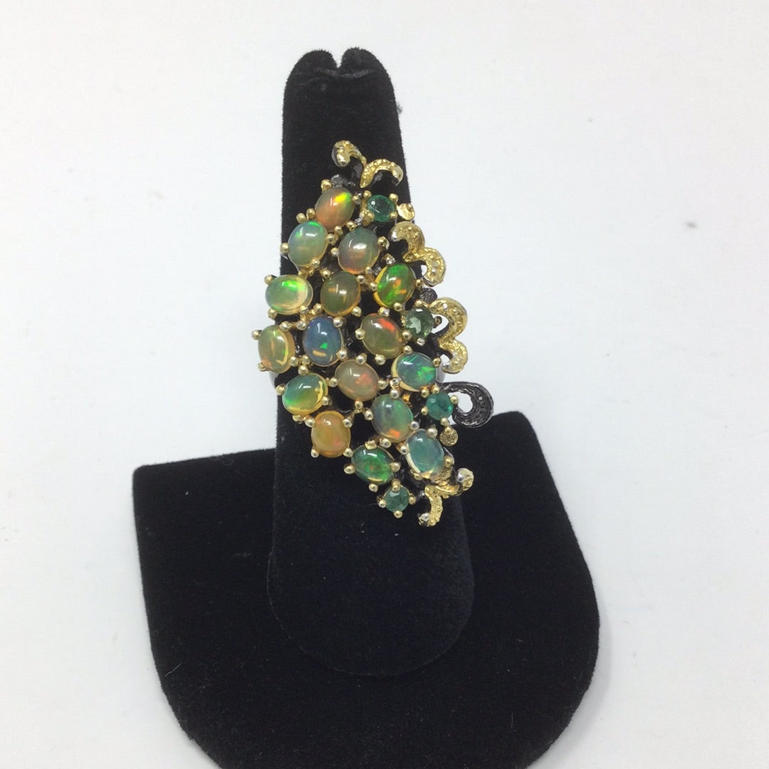 Genuine Black Opal Spectral Masterpiece Ring