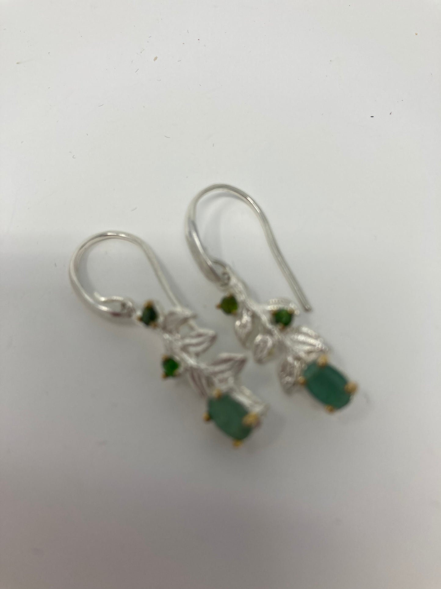 Genuine Emerald & Russian Chrome Diopside Earrings