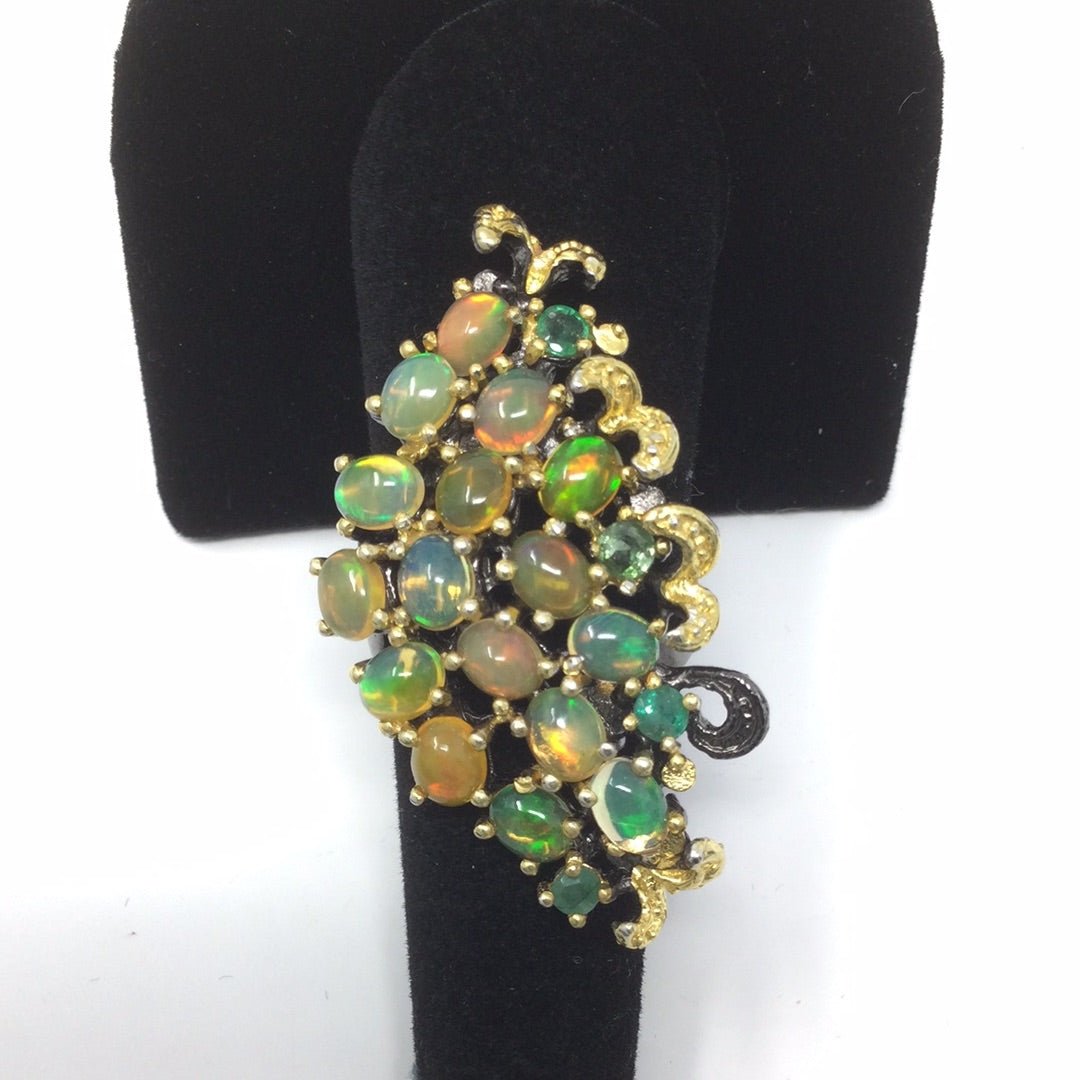 Genuine Black Opal Spectral Masterpiece Ring