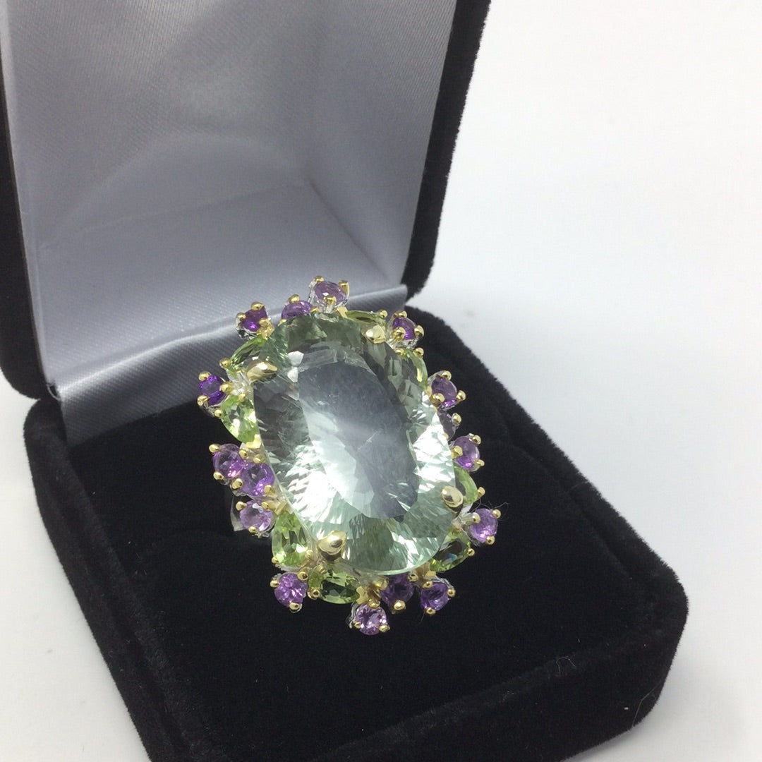 35 CTW Genuine Grand Green Amethyst Ring