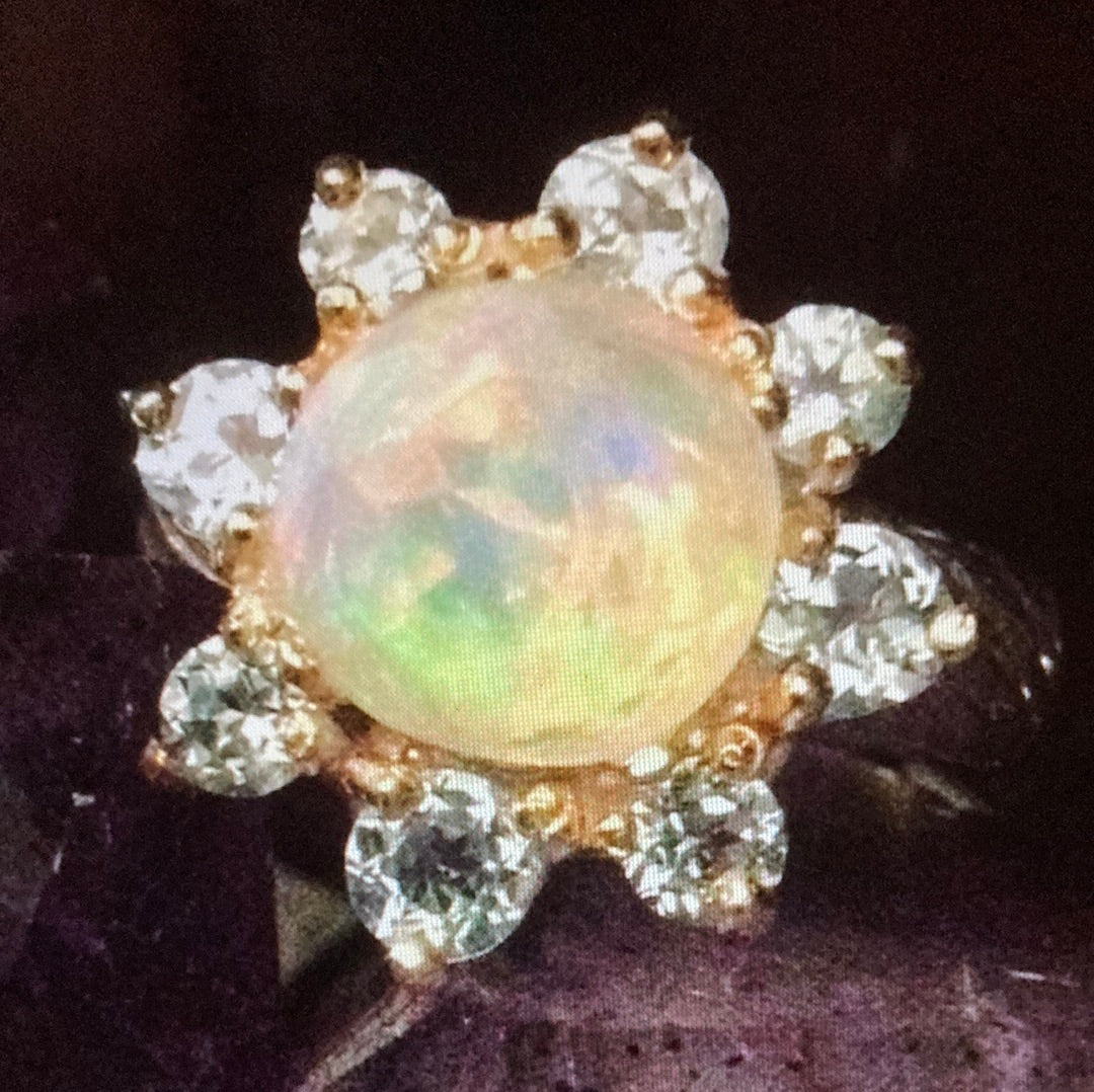 Precious Rare Genuine Faceted Opal Ring