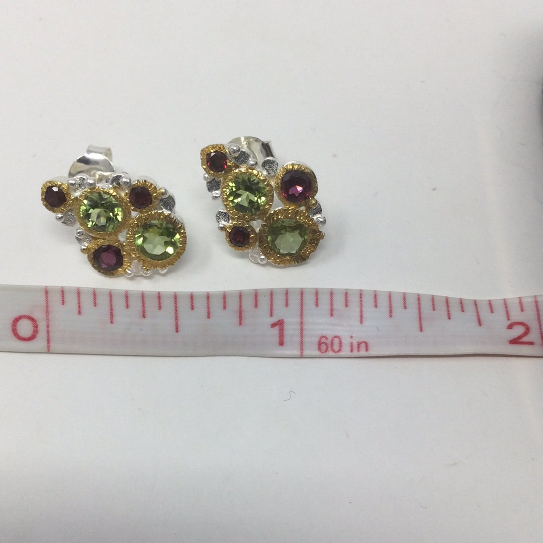 Genuine Peridot Garnet Earrings